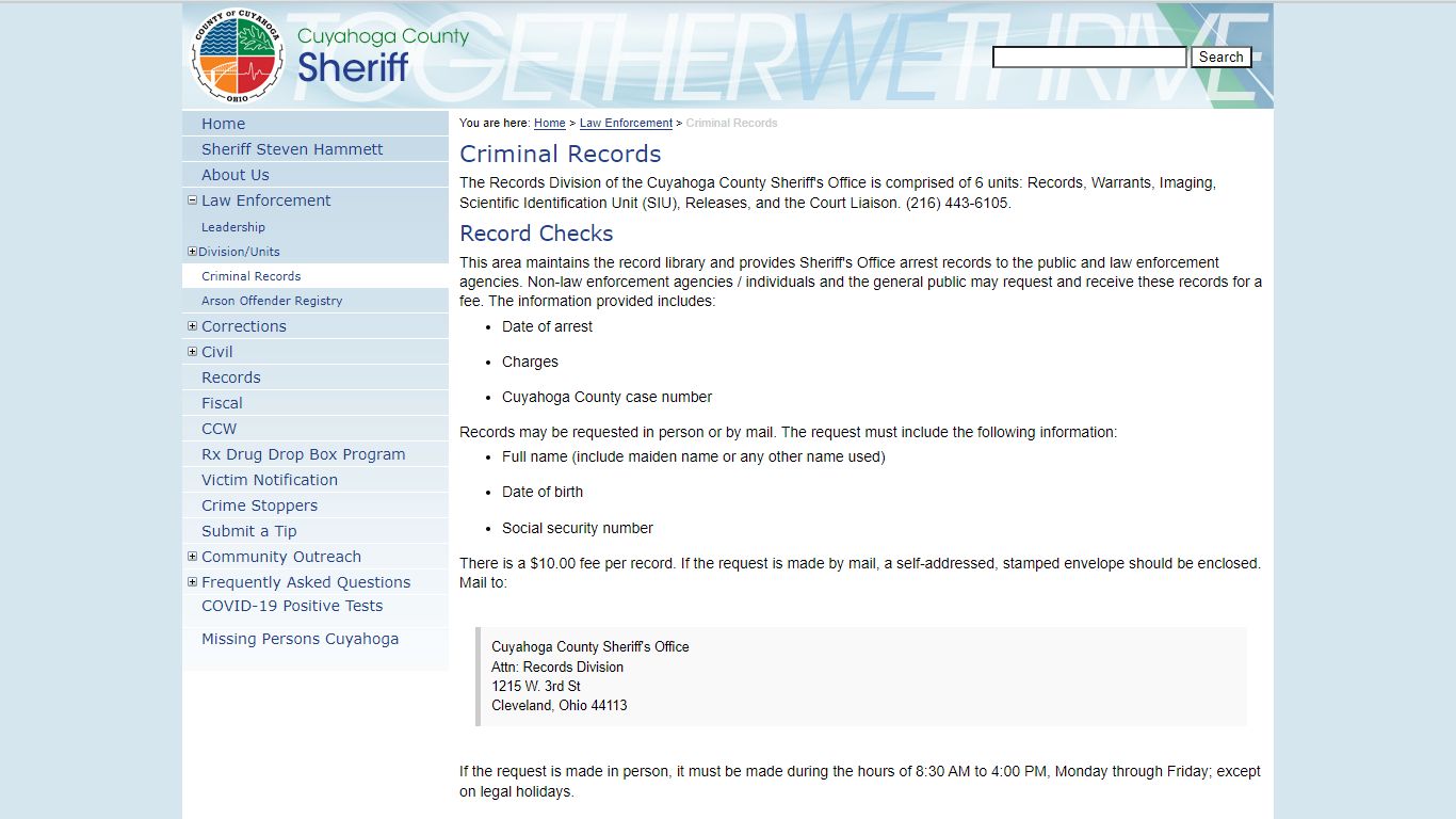 Criminal Records - Cuyahoga County Sheriff's Office
